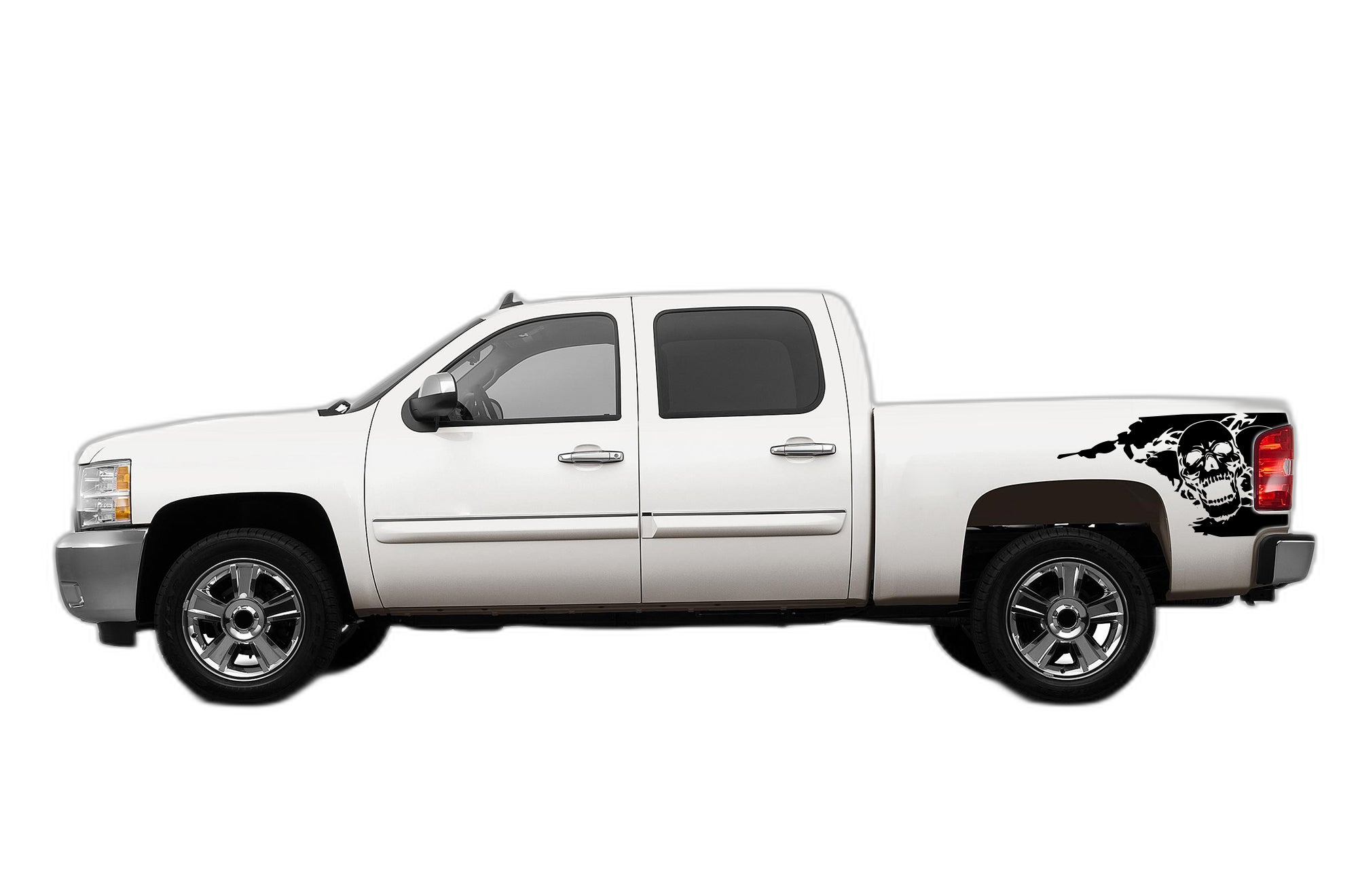 Skull side bed decals graphics compatible with Chevrolet Silverado 2007-2013