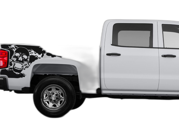 Skull side bed decals graphics compatible with Chevrolet Silverado 2014-2018