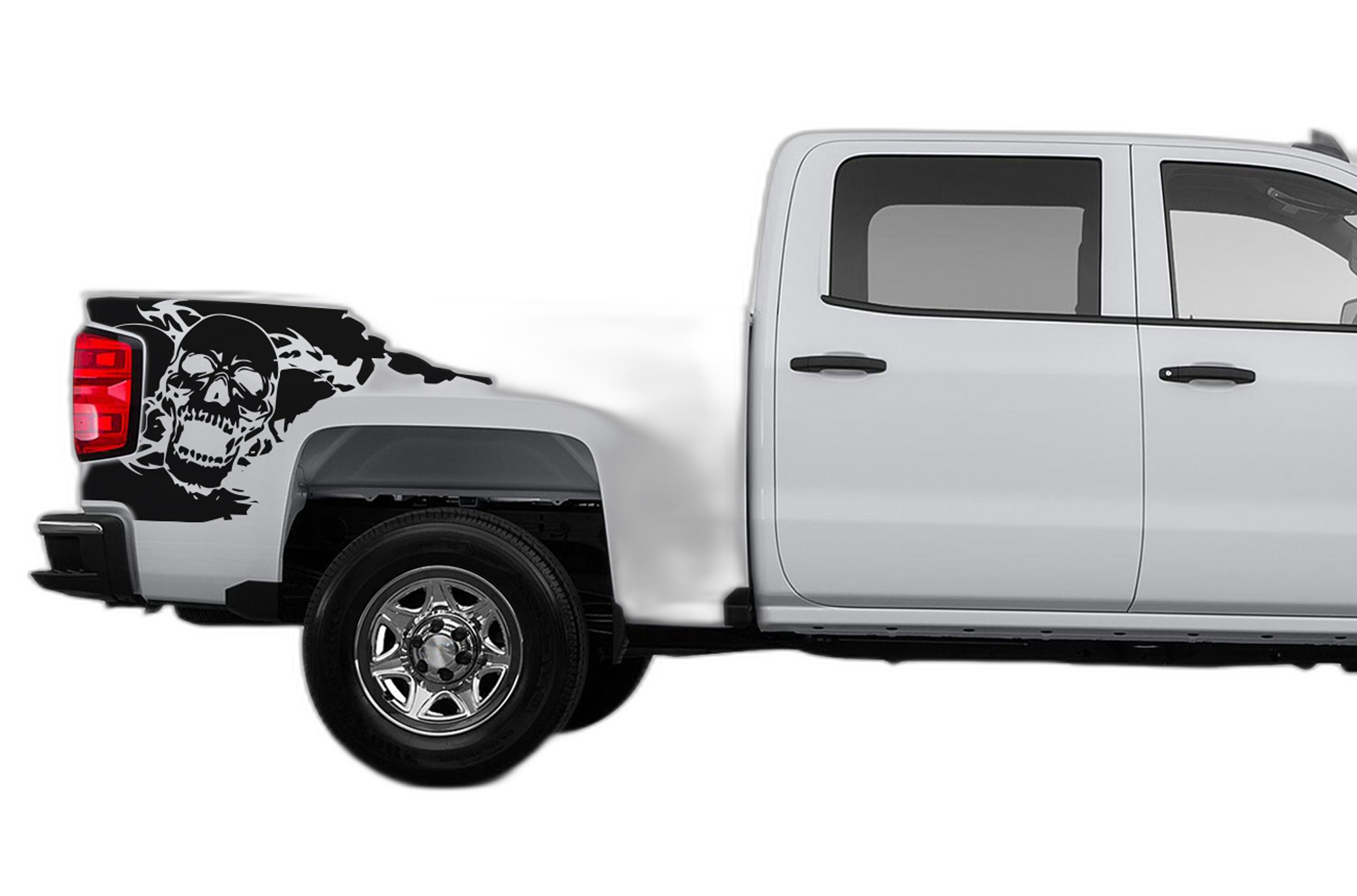 Skull side bed decals graphics compatible with Chevrolet Silverado 2014-2018
