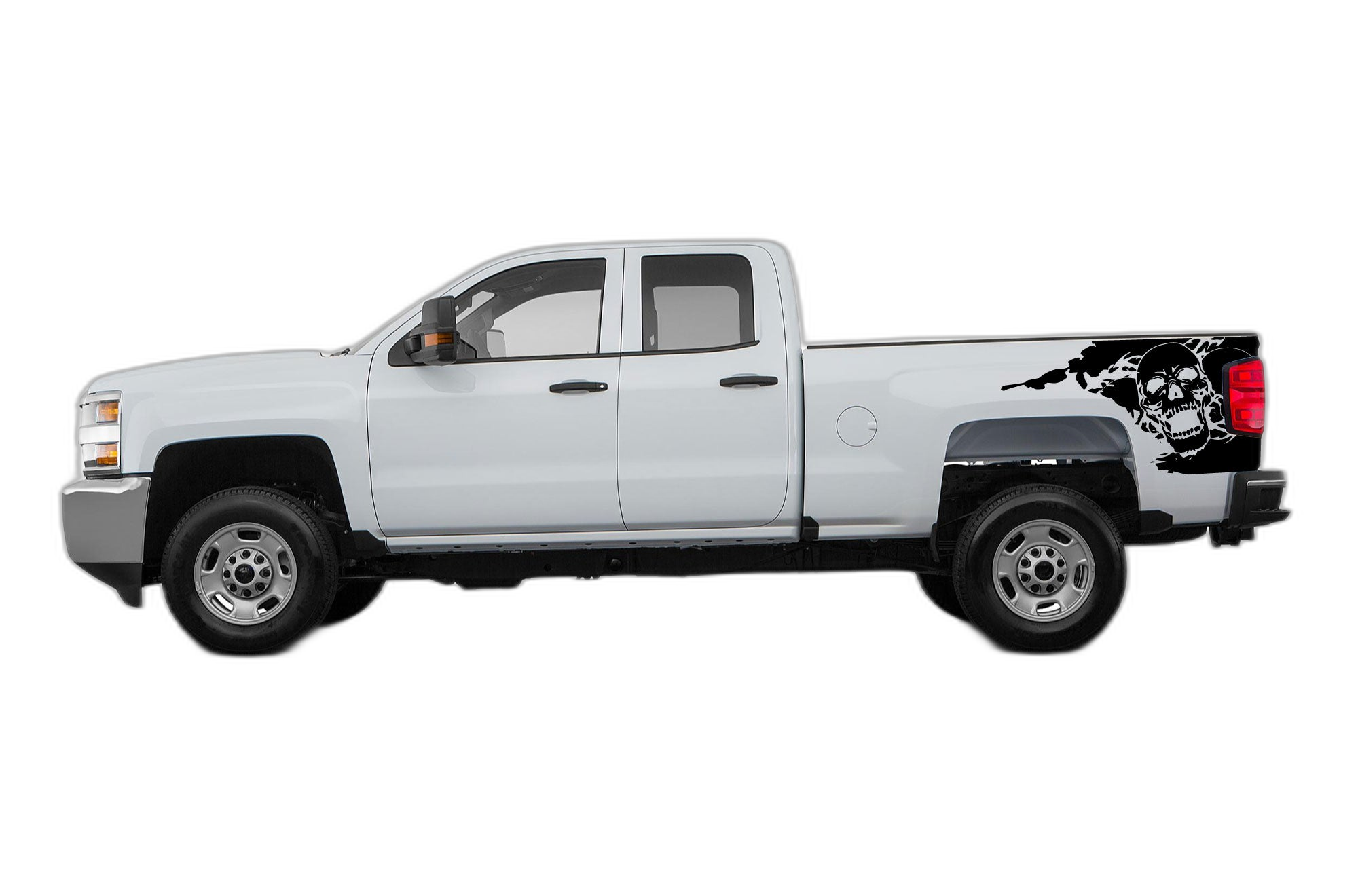 Skull side bed decals graphics compatible with Chevrolet Silverado 2500HD 2015-2019