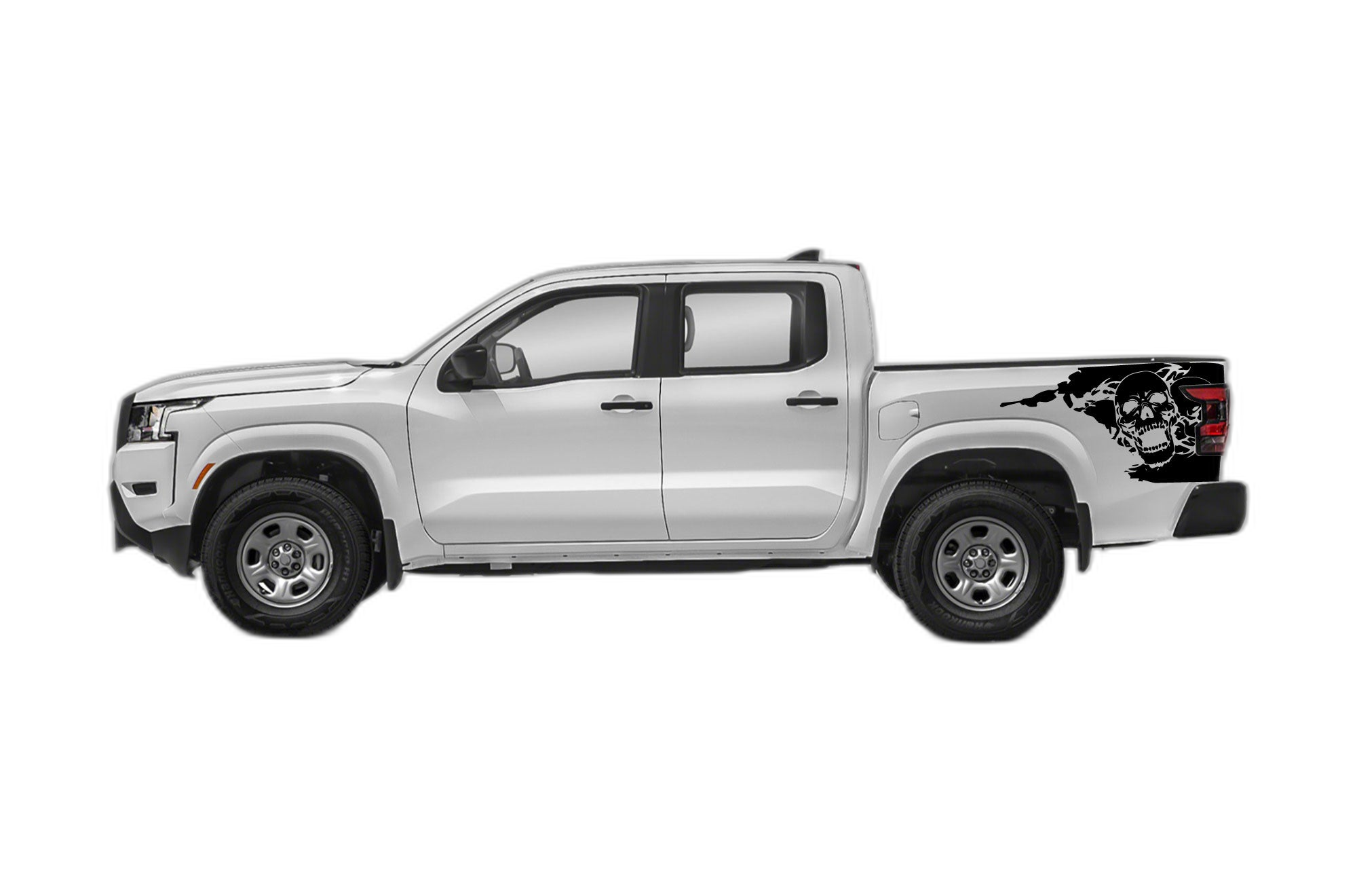 Skull side bed decals graphics compatible with Nissan Frontier