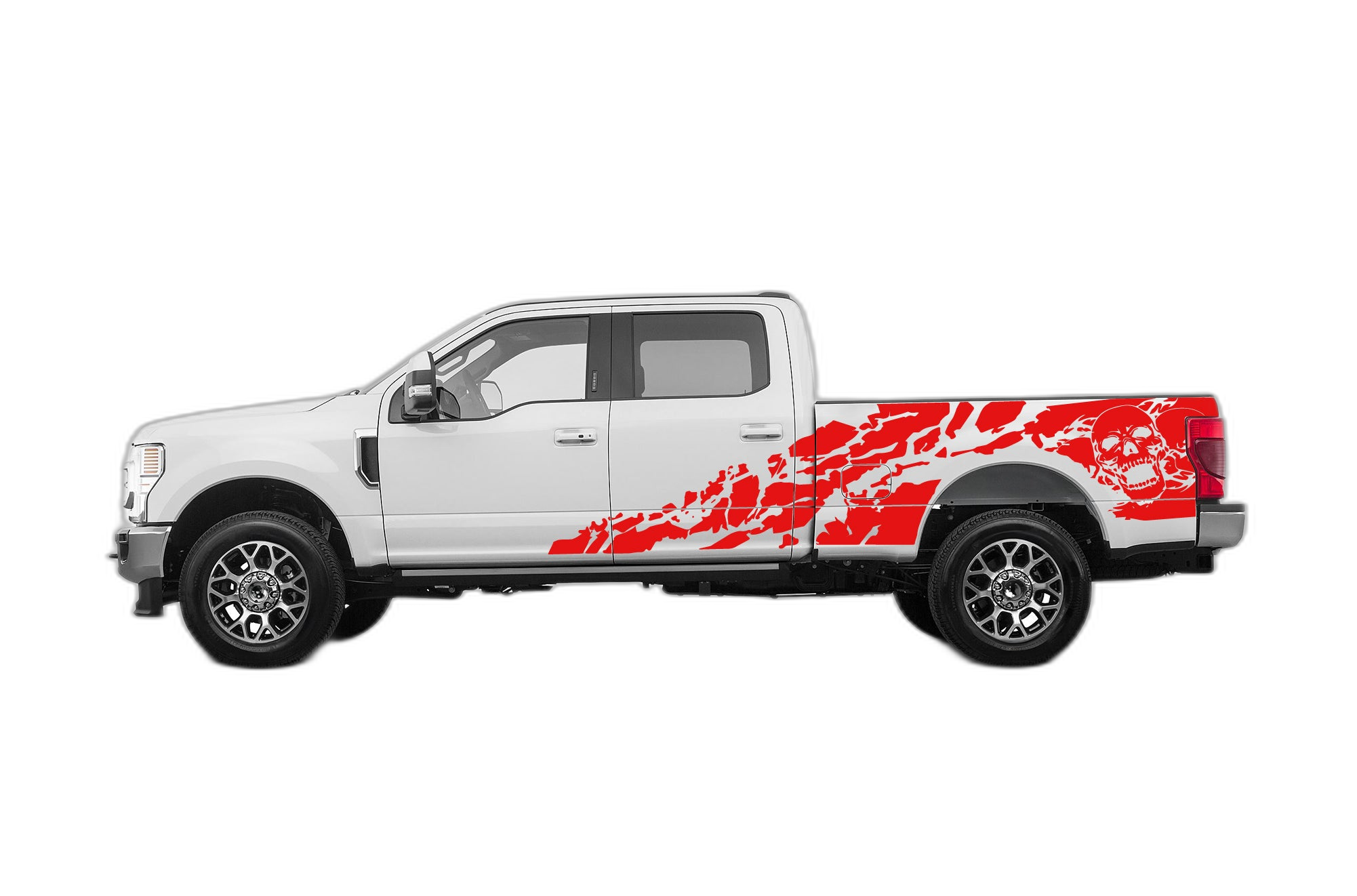 Skull Shredded Side Decals Graphics for Ford F250 2017-2022 - Image 2