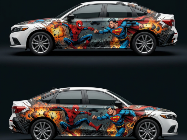 🦸‍♂️💥 Spider-Man & Superman Clash Car Side Wrap