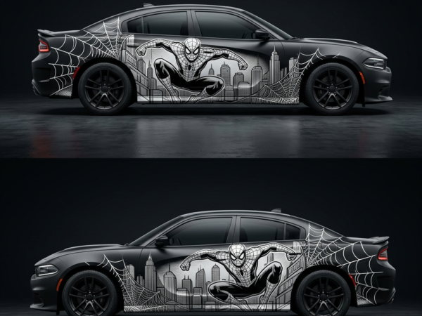 ⚪⚫ Spider-Man Monochrome Car Wrap
