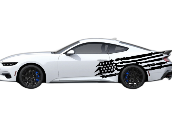 Tattered American Flag Graphics Side Decals for Ford Mustang