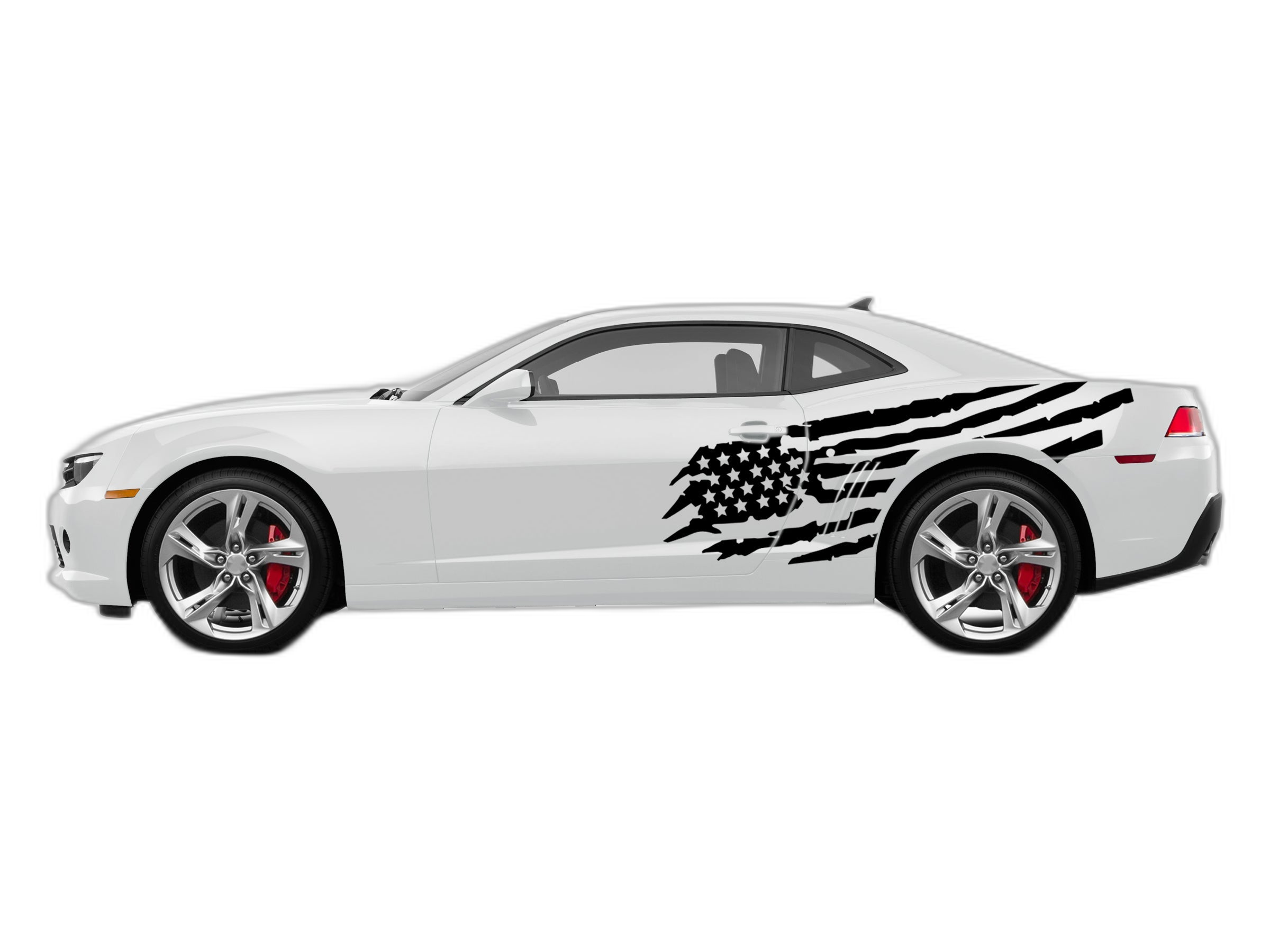 Tattered American Flag Side Graphics, Decals for Chevrolet Camaro 2010-2015