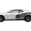 Tattered American flag side graphics, decals compatible with Dodge Challenger