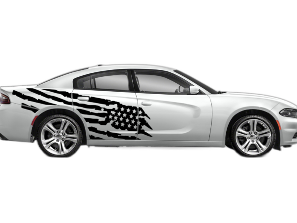 Tattered American flag side graphics, decals compatible with Dodge Charger 2011-2025