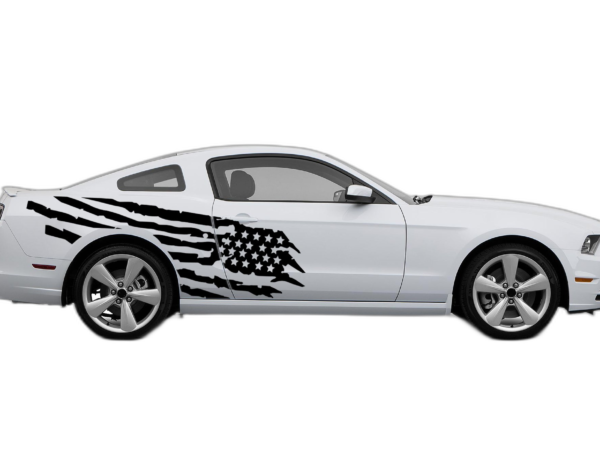 Tattered American Flag Side Graphics, Decals for Ford Mustang 2010-2014