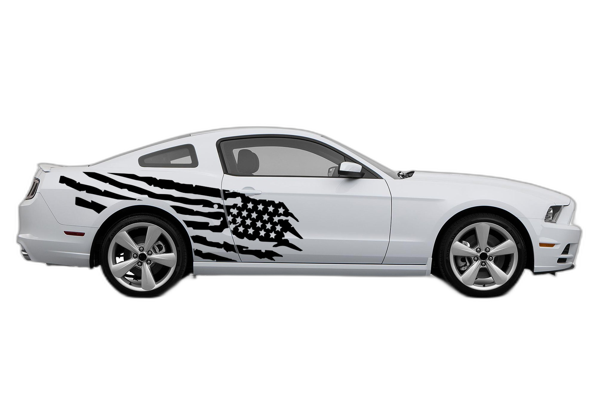 Tattered American Flag Side Graphics, Decals for Ford Mustang 2010-2014