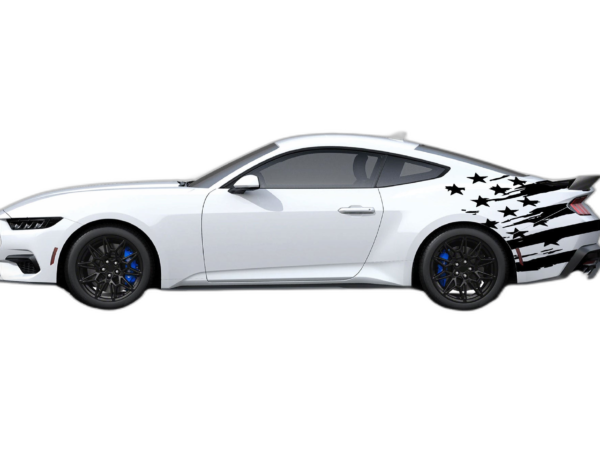 Tattered flag graphics back decals compatible with Ford Mustang