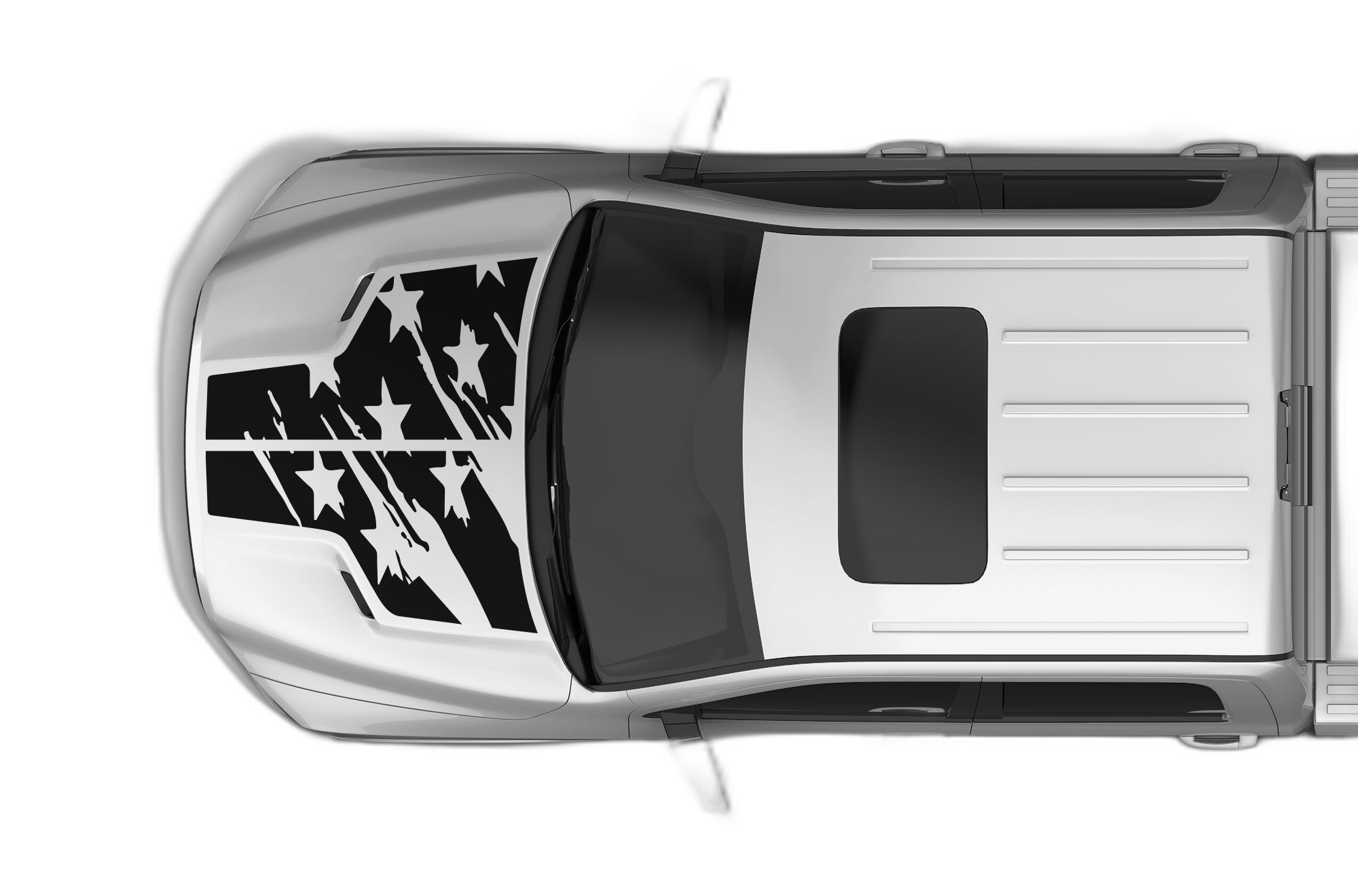 Tattered US flag hood decals graphics compatible with Dodge Ram Rebel