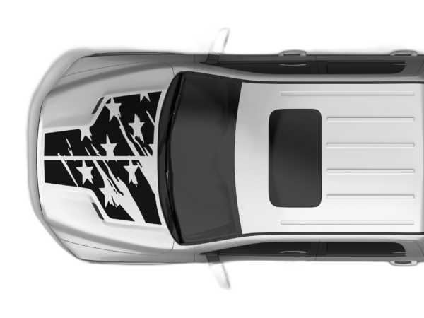 Tattered US Flag Hood Decals Graphics for Dodge Ram Rebel