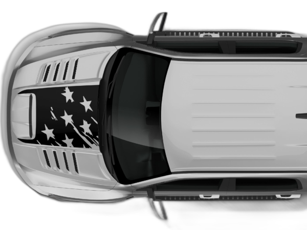 Tattered US flag hood decals graphics compatible with Dodge Ram TRX