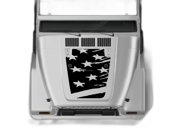Tattered US Flag Hood Decals Graphics for Jeep Wrangler TJ
