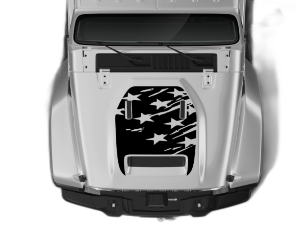 Tattered US flag hood graphics decals compatible with Jeep Gladiator JT Mojave
