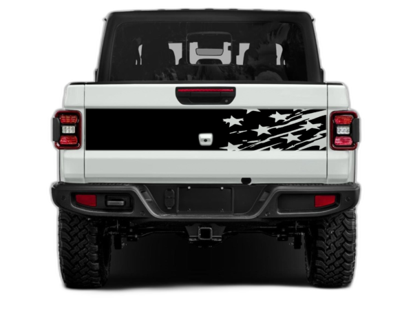 Tattered US flag tailgate graphics decals compatible with Jeep Gladiator JT