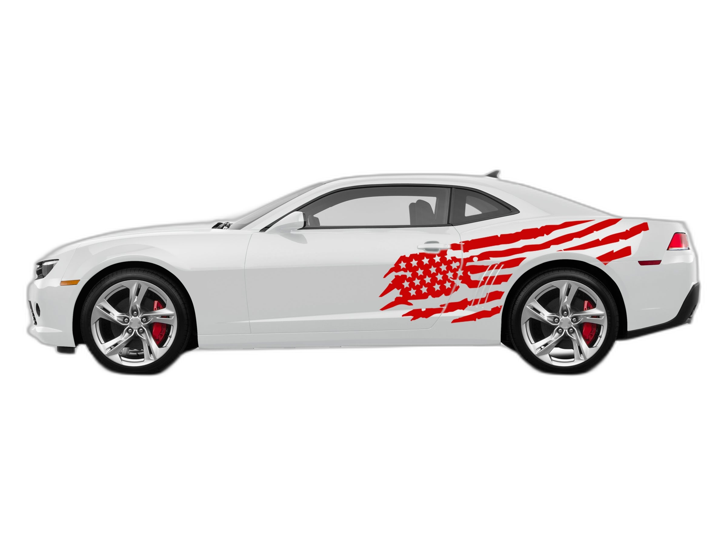Tattered American Flag Side Graphics, Decals for Chevrolet Camaro 2010-2015 - Image 2