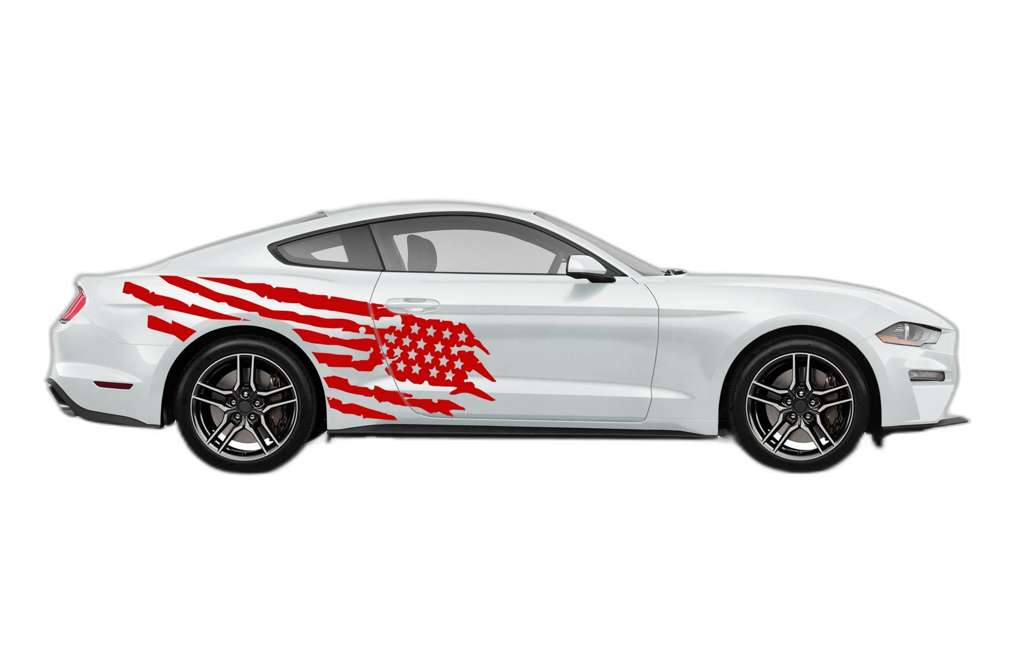 Tattered American flag side graphics, stickers decals compatible with Ford Mustang 2015-2023 - Image 2