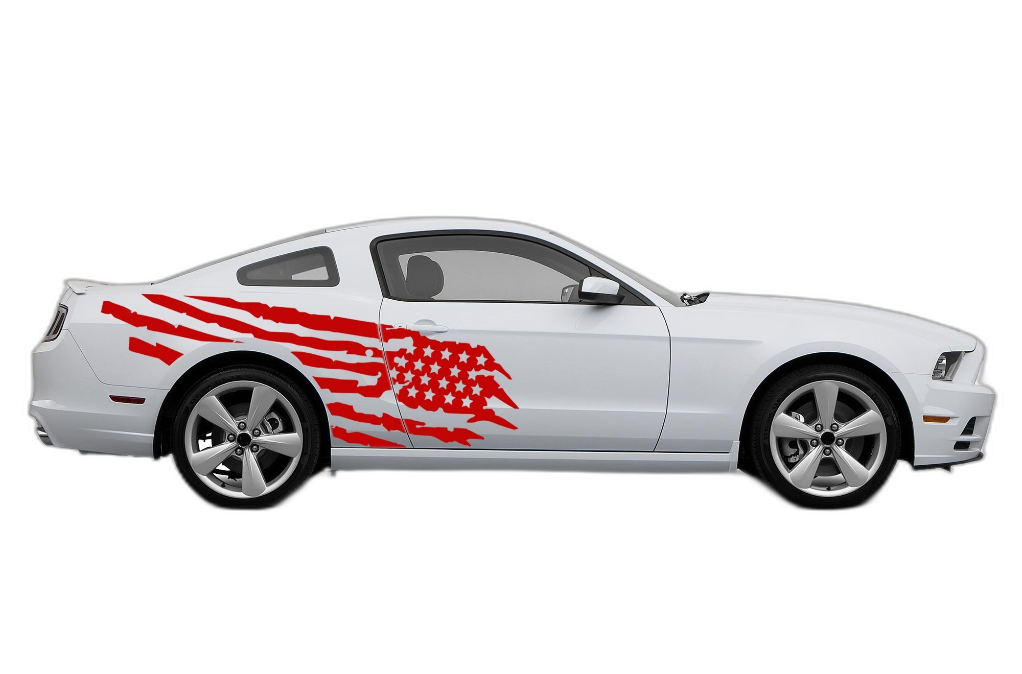 Tattered American Flag Side Graphics, Decals for Ford Mustang 2010-2014 - Image 2