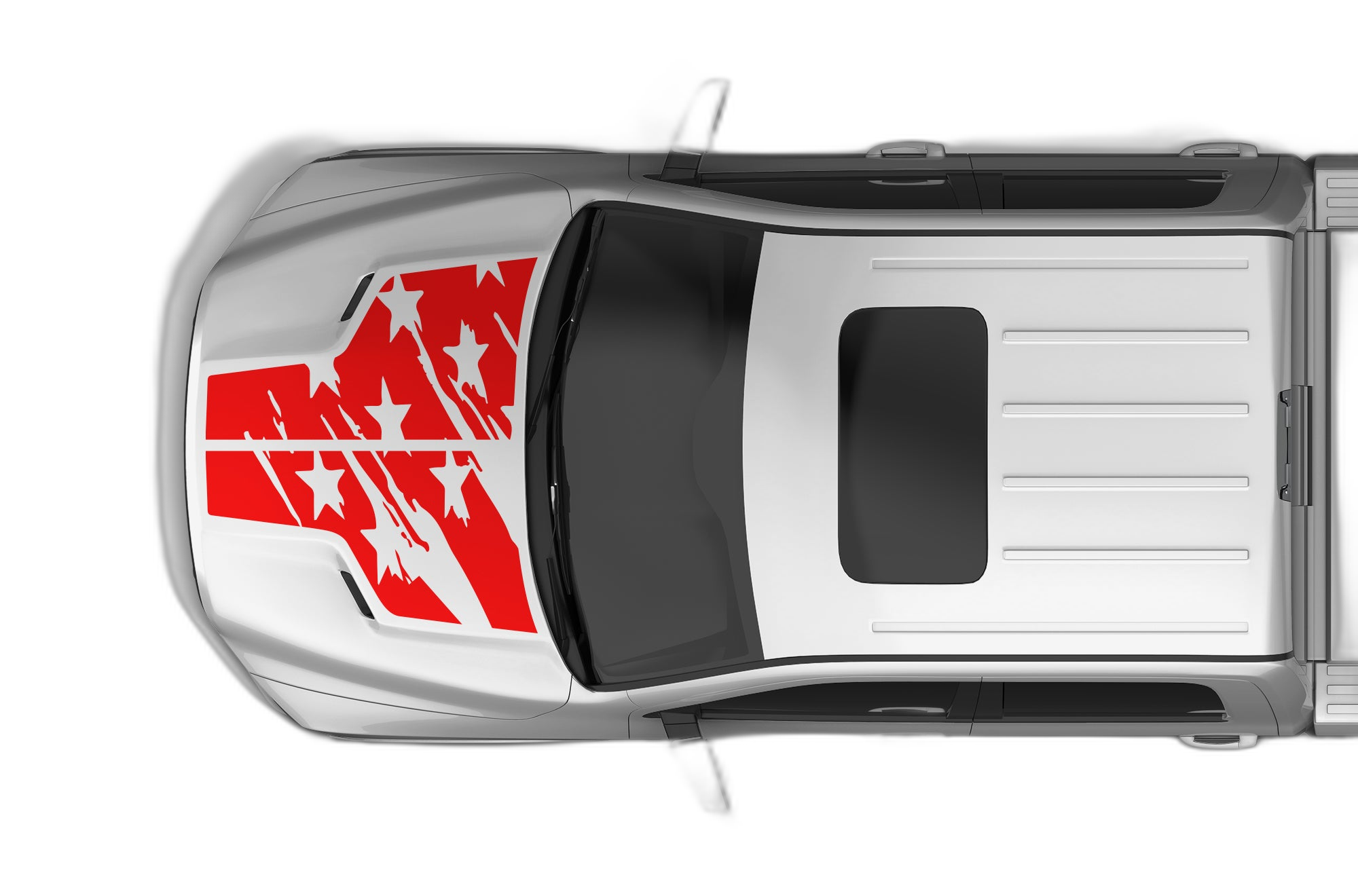 Tattered US Flag Hood Decals Graphics for Dodge Ram Rebel - Image 2