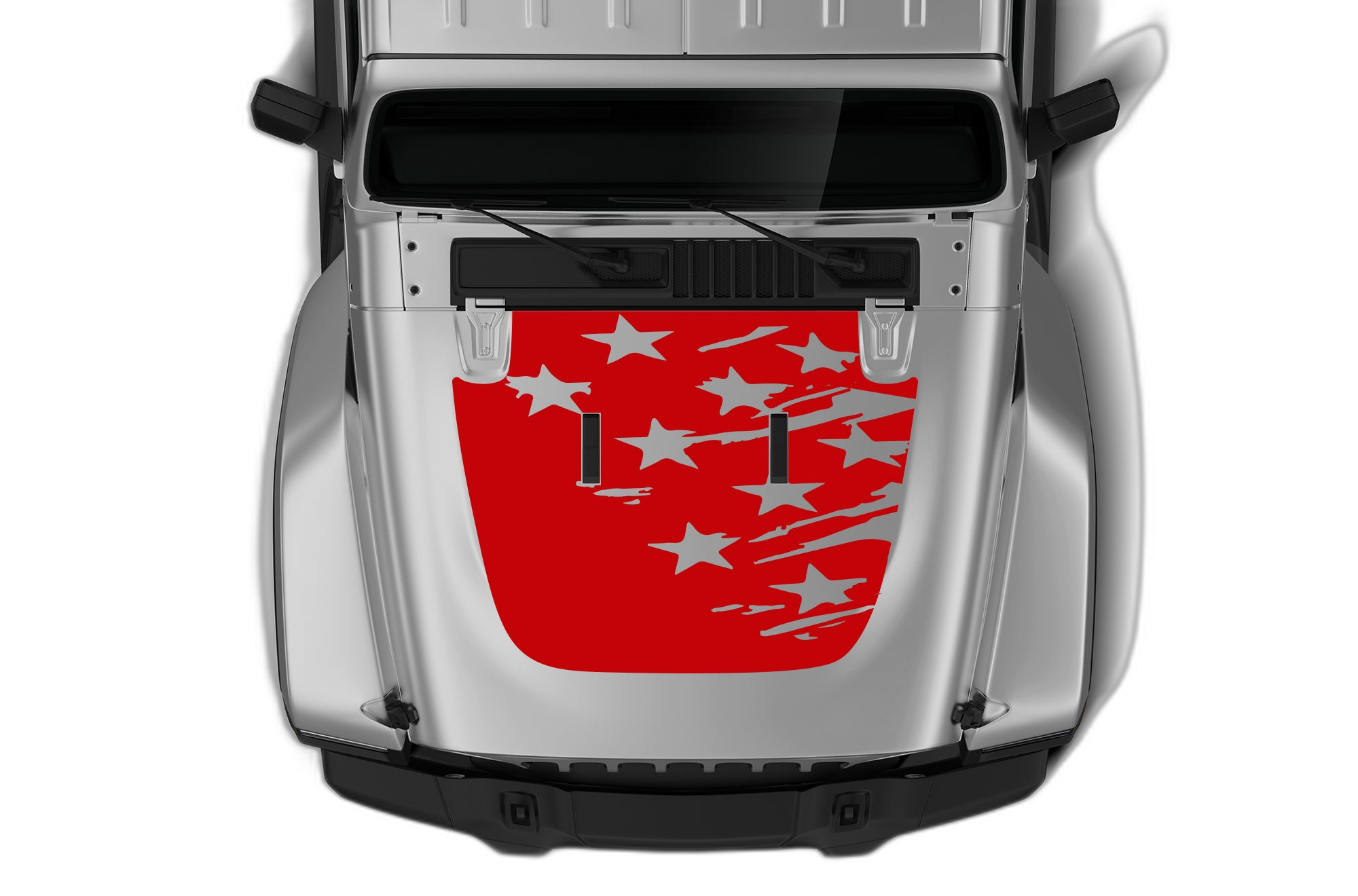 Tattered US Flag Hood Graphics for Wrangler JL - Image 2