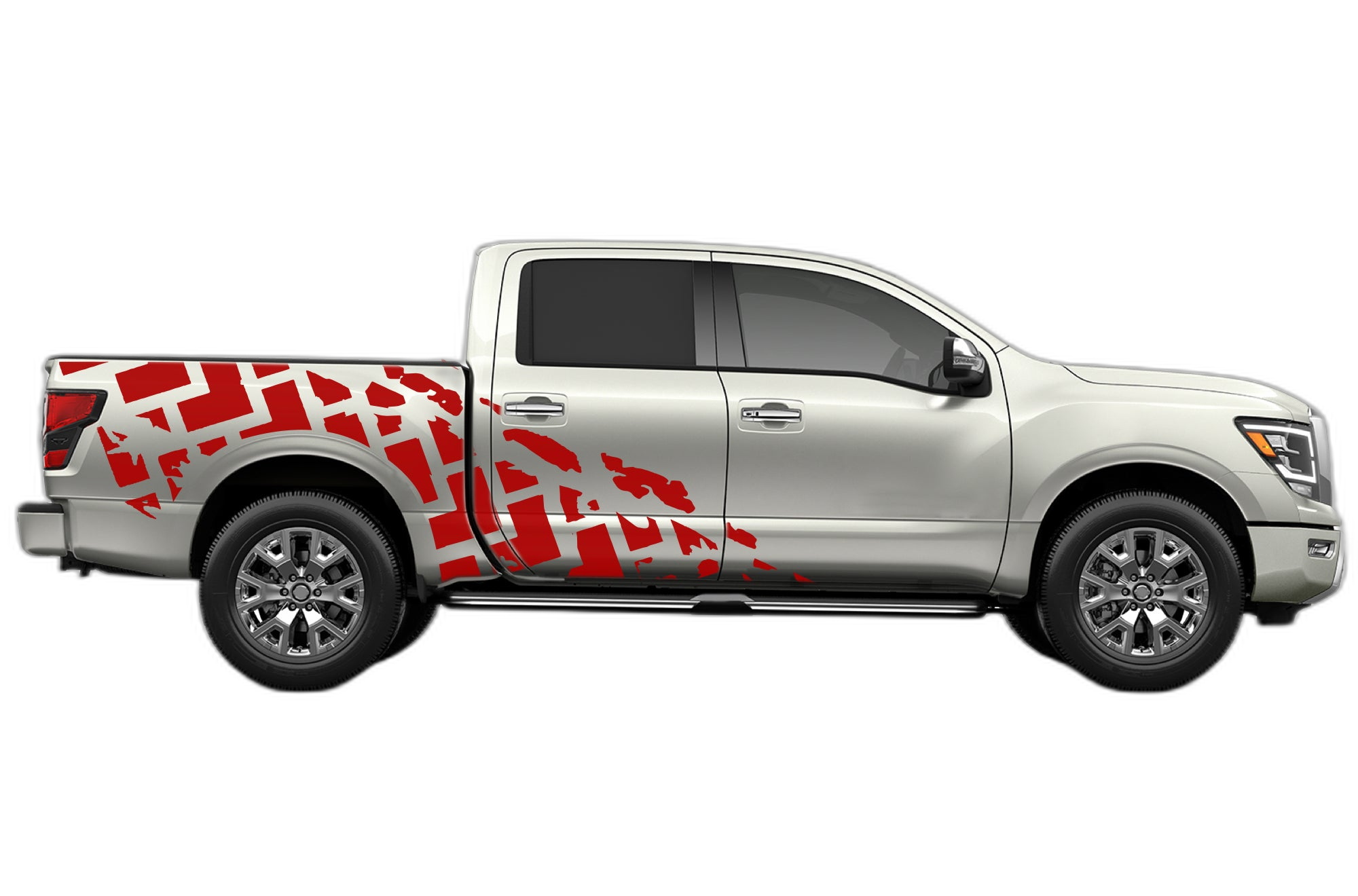 Tire truck side decals graphics compatible with Nissan Titan 2017-2025