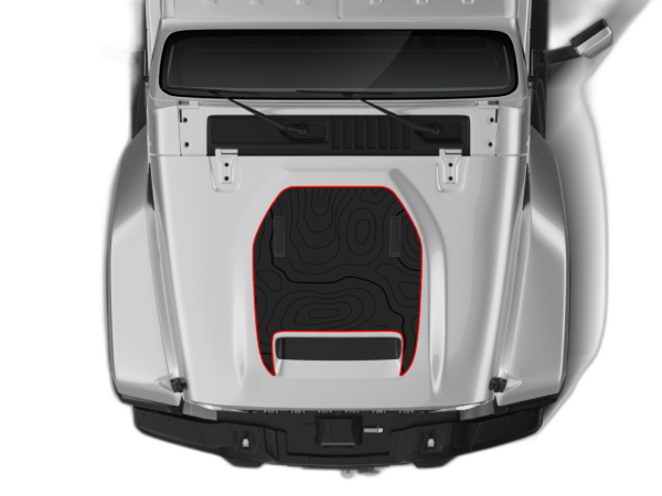 Topographic print with outline hood graphics decals compatible with Jeep Gladiator JT Mojave