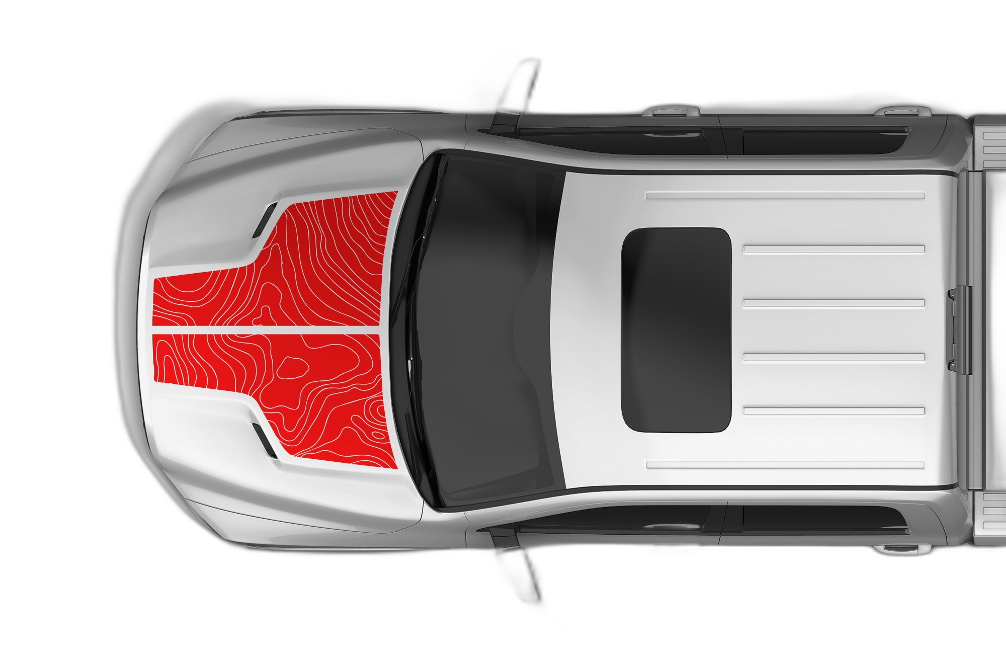 Topographic Hood Decals Graphics for Dodge Ram Rebel - Image 2