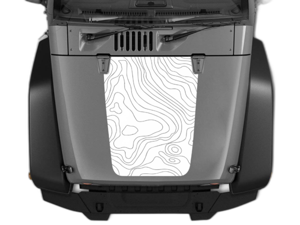 Topographic hood decals graphics compatible with Jeep Wrangler JK