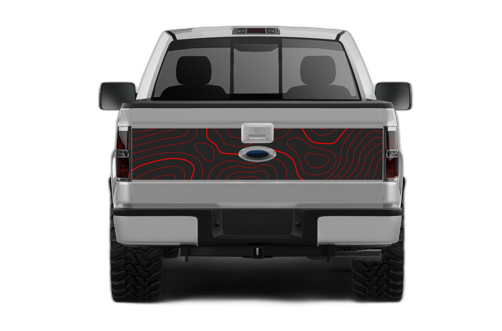 Topographic print style hood and tailgate decals graphics compatible with Ford F150 2009-2014 - Image 4