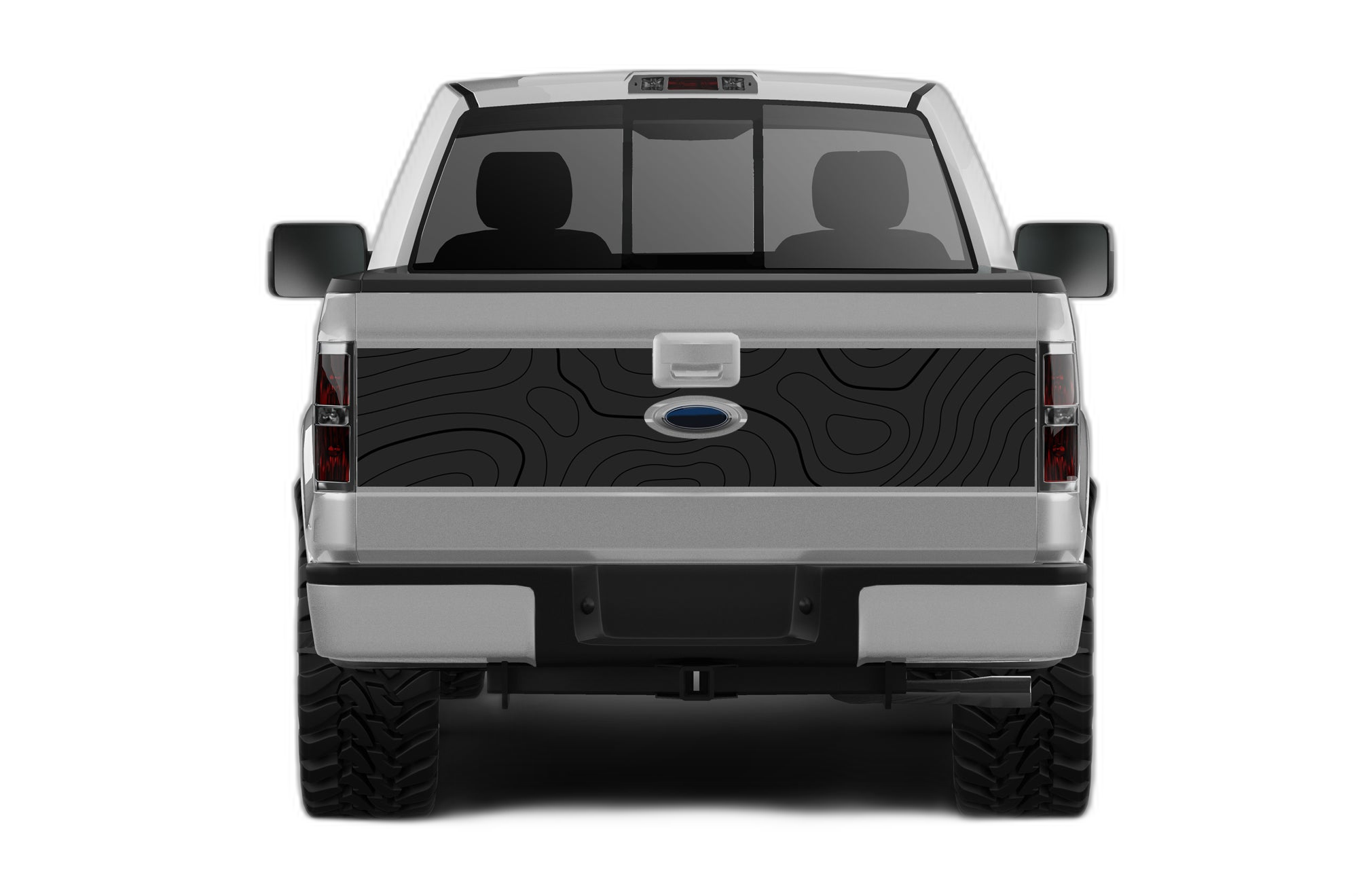 Topographic print style hood and tailgate decals graphics compatible with Ford F150 2009-2014 - Image 2