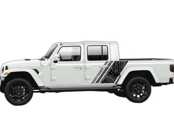 Triple topographic shape side graphics decals compatible with Jeep Gladiator JT