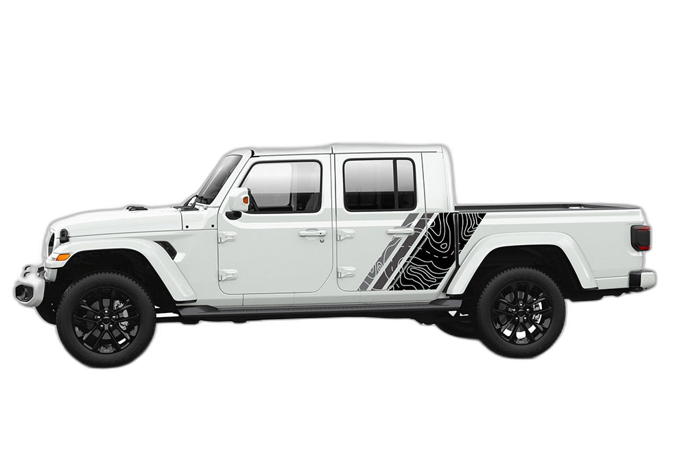 Triple topographic shape side graphics decals compatible with Jeep Gladiator JT