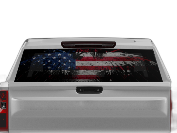 US eagle perforated rear window decal graphics compatible with Chevrolet Silverado