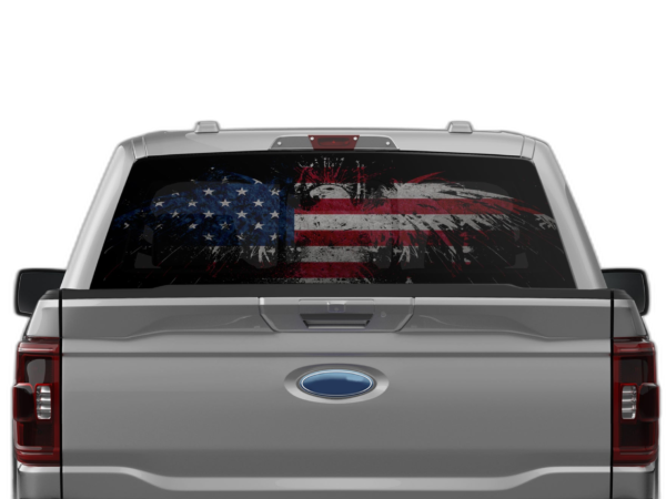 US eagle perforated rear window decal graphics compatible with Ford F150