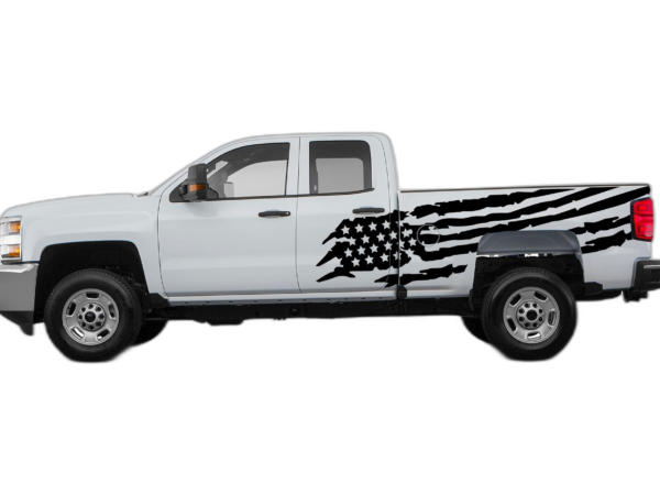 US Flag Decals Graphics for Chevrolet Silverado 2500HD 2015-2019
