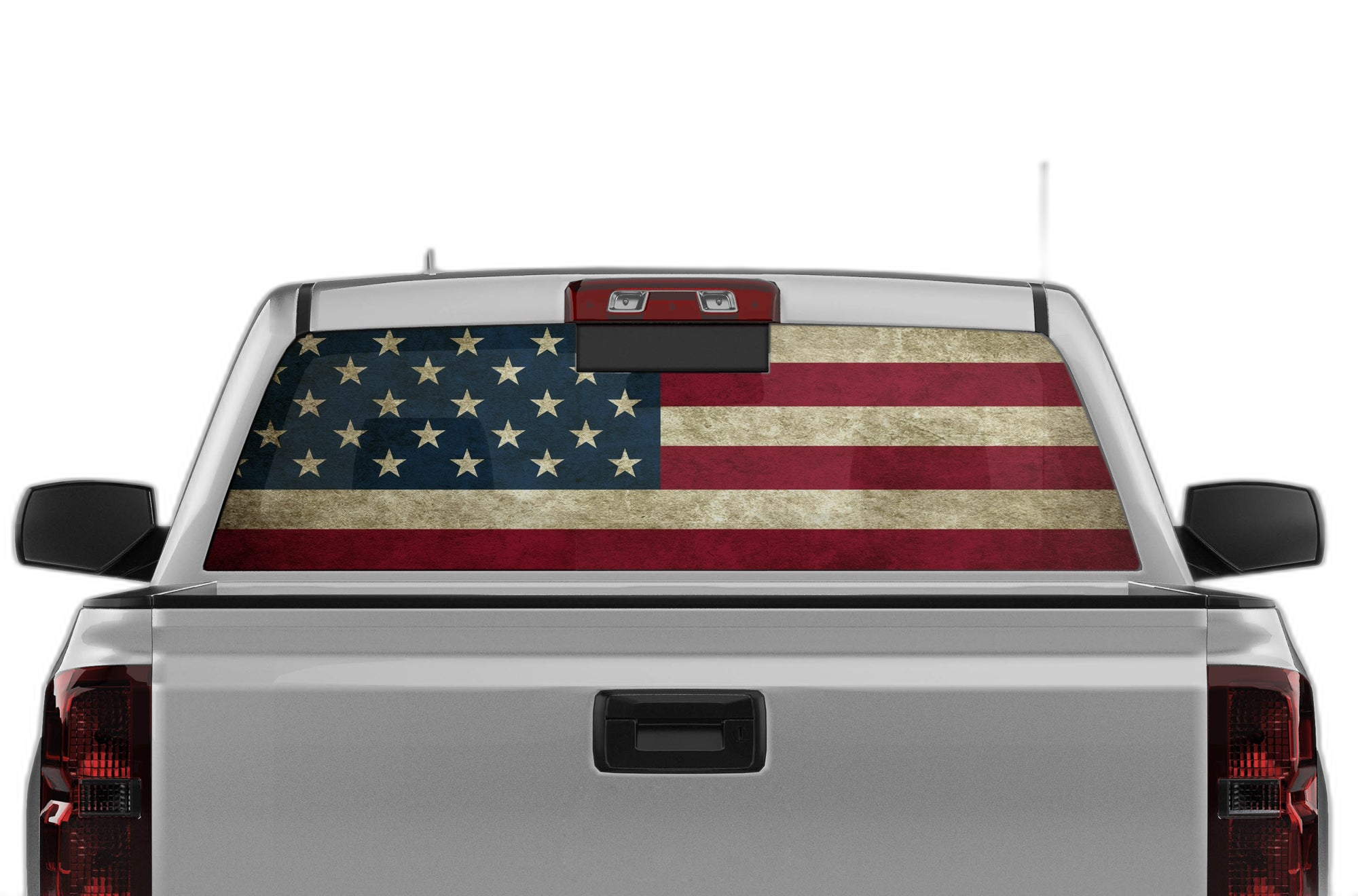 US Flag Perforated Rear Window Decal Graphics for Chevrolet Silverado 2014-2018