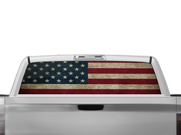 US Flag Perforated Rear Window Decal Graphics for Dodge Ram 2009-2018