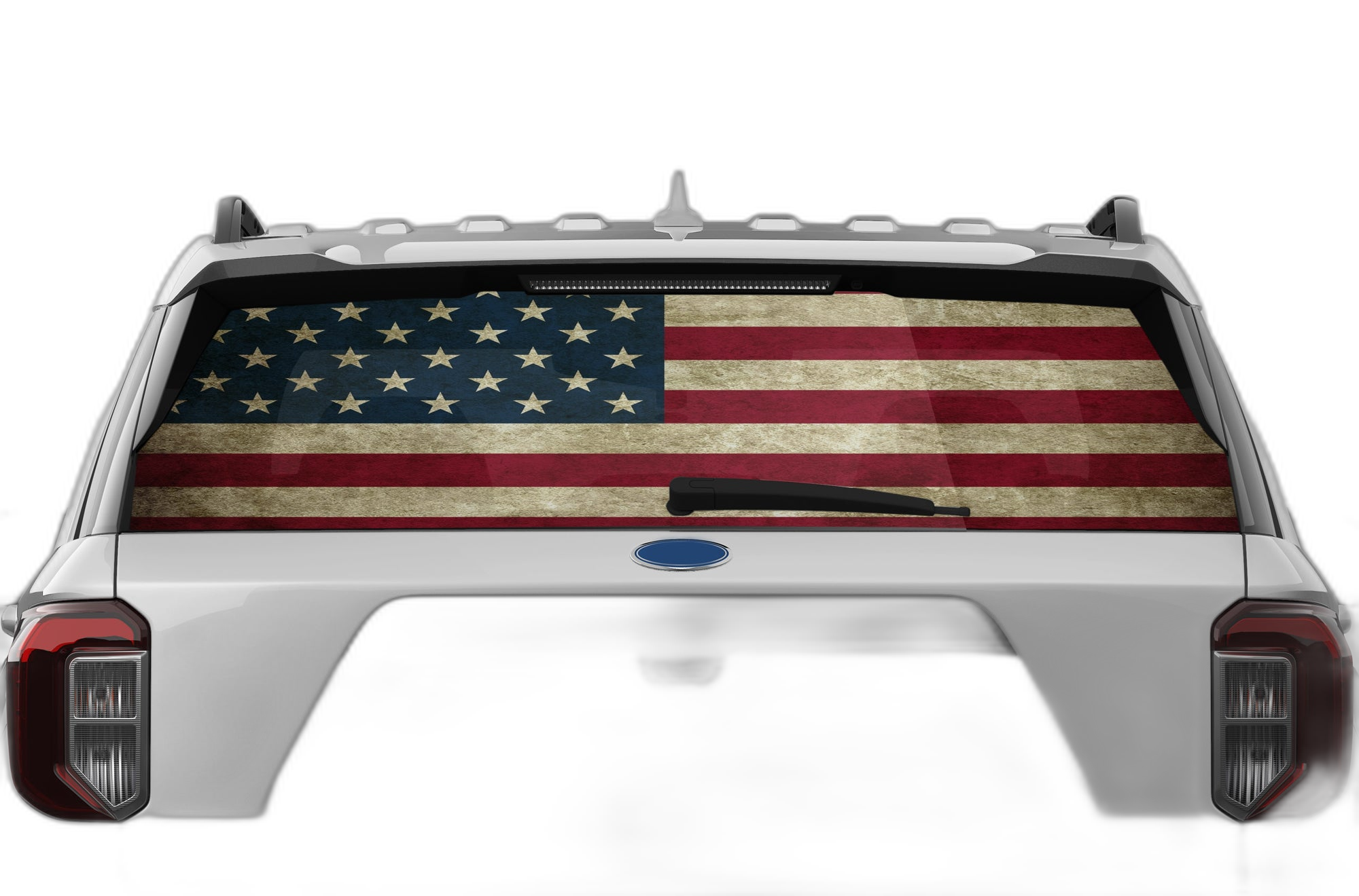 US flag perforated rear window decal graphics compatible with Ford ...