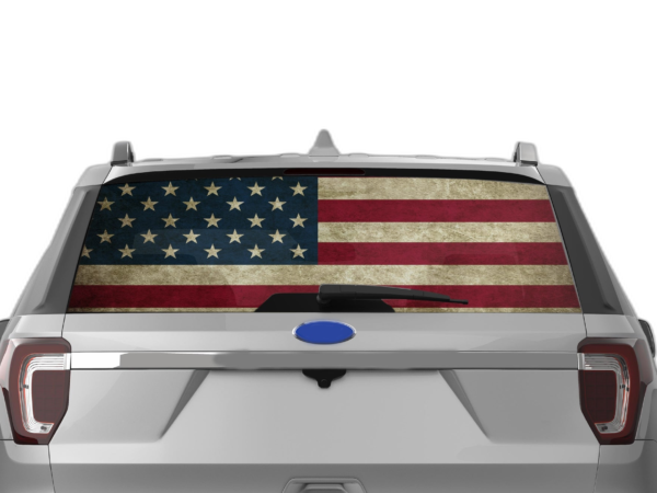 US flag perforated rear window decal graphics compatible with Ford Explorer 2011-2019
