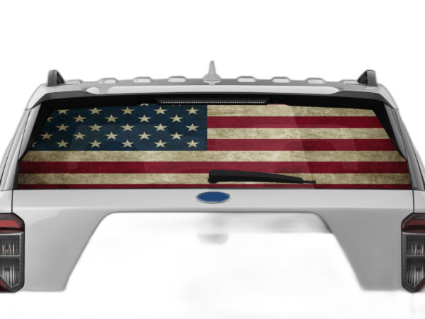 US Flag Perforated Rear Window Decal Graphics for Ford Explorer