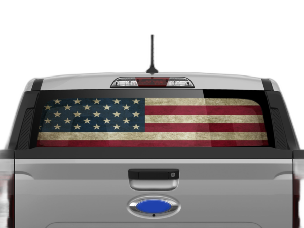 US flag perforated rear window decal graphics compatible with Ford Maverick
