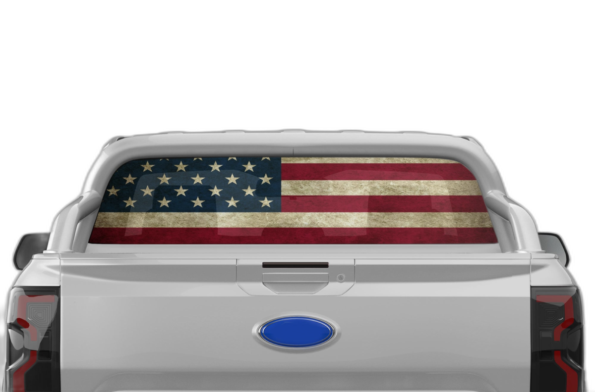 US Flag Perforated Rear Window Decal Graphics for Ford Ranger 2019-2023