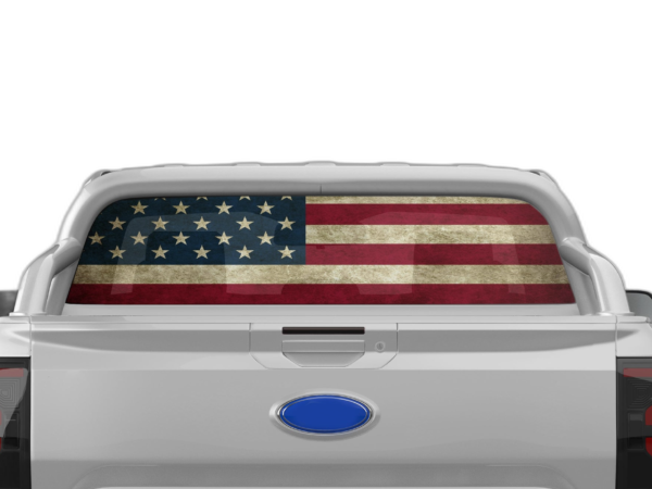 US Flag Perforated Rear Window Decal Graphics for Ford Ranger 2019-2023