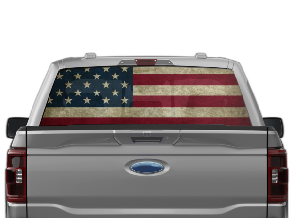 US Flag Perforated Rear Window Decal Graphics for Ford F150