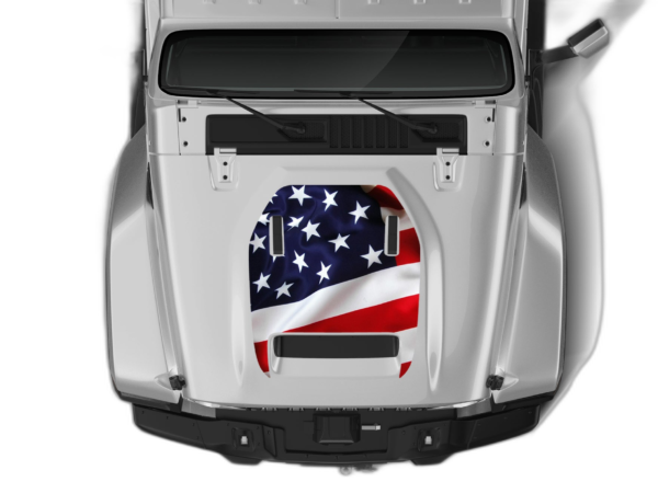 US flag print hood graphics decals compatible with Jeep Gladiator JT Mojave