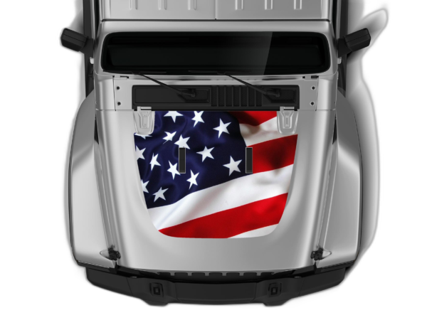 US flag print hood graphics decals compatible with Wrangler JL