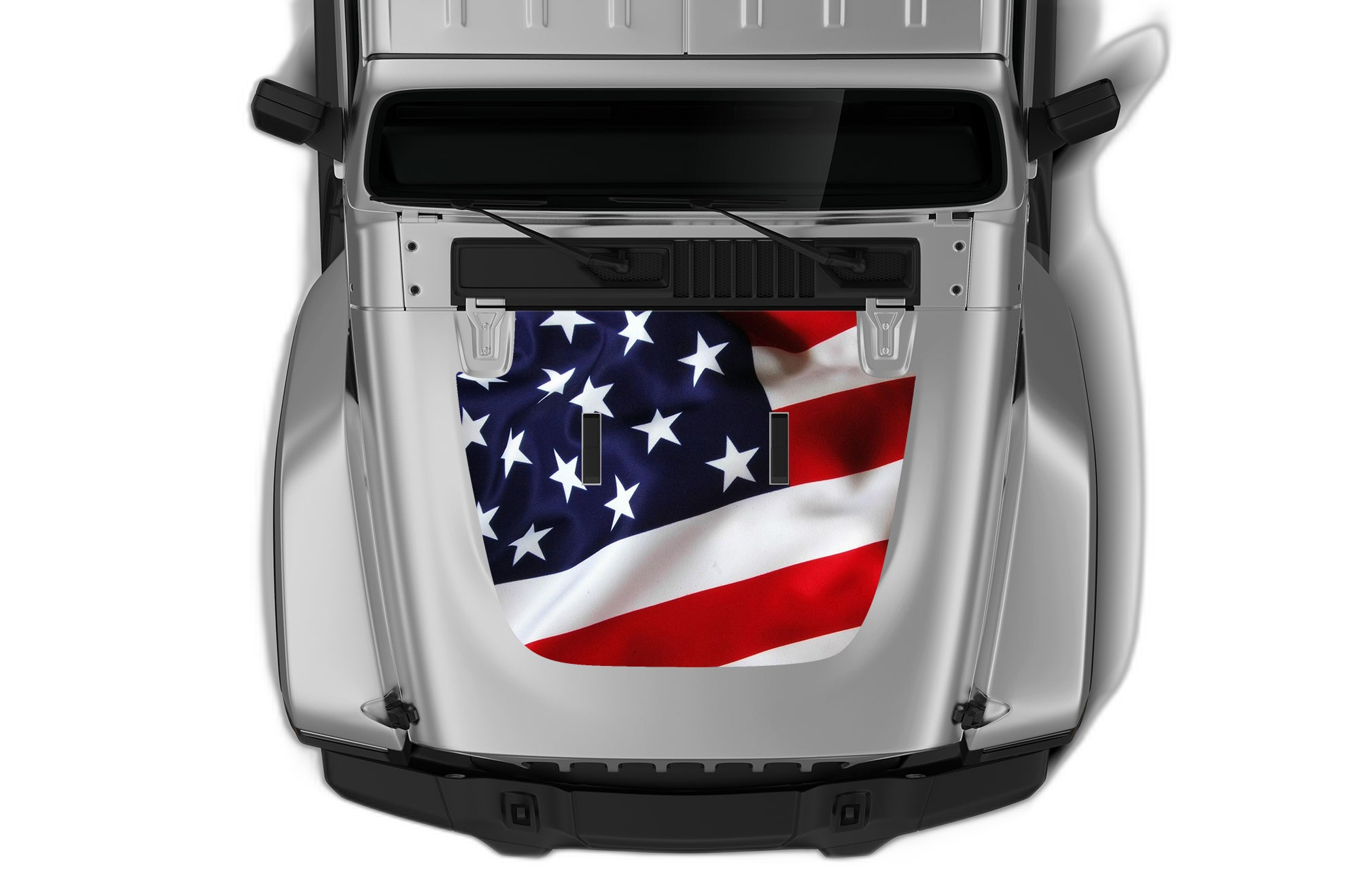 US flag print hood graphics decals compatible with Wrangler JL