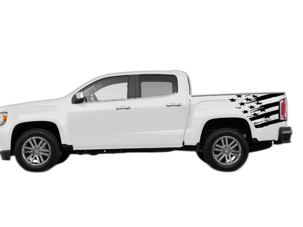 US Flag side bed decals graphics compatible with GMC Canyon 2015-2022